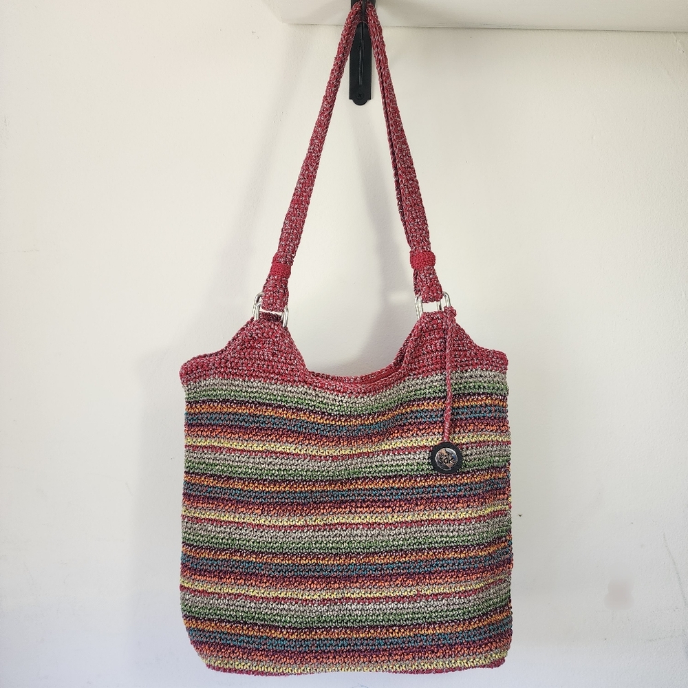 The Sak Crochet Multi-color Boho  Shoulder Bag Stripped Knit